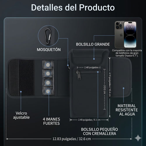 Funda Magnética para Gym – Botella + Celular, Llaves y Tarjetas a la Mano