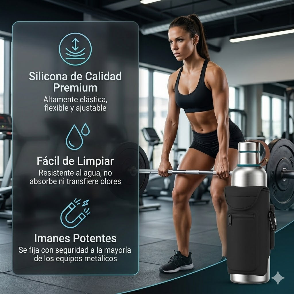 Funda Magnética para Gym – Botella + Celular, Llaves y Tarjetas a la Mano